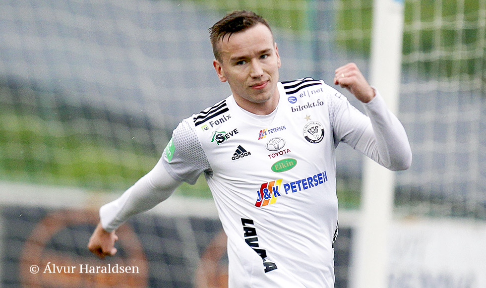 Árni Frederiksberg økti til 2-0 til B36 í dystinum móti AB úti í Vika á Argjum