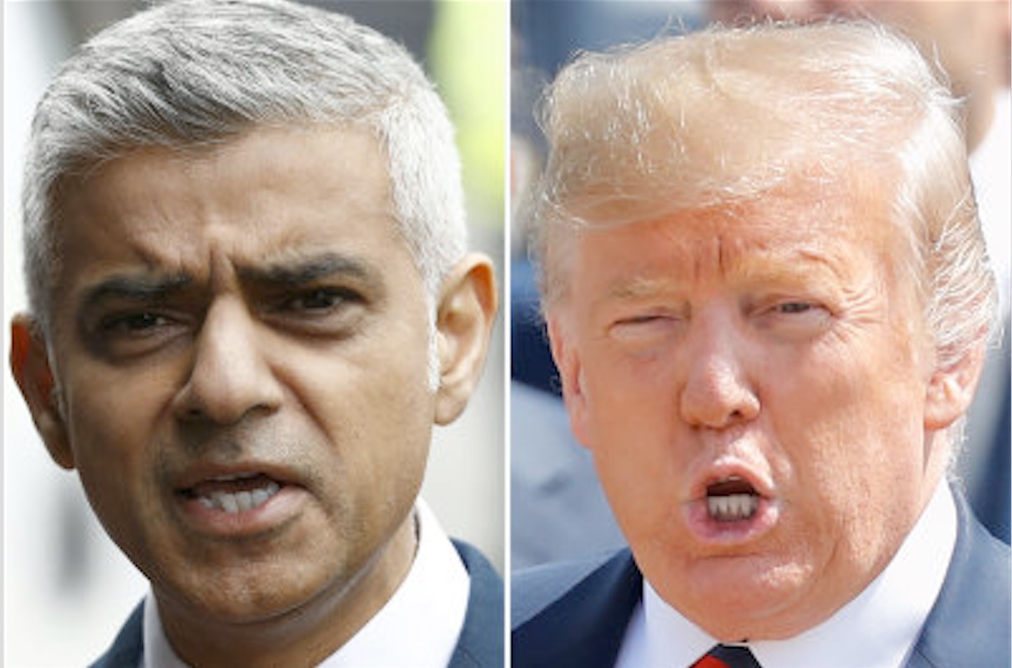Borgarstjórin í London, Sadiq Khan, og amerikanski forsetin Donald Trump, hava fleiri ferðir funnist at hvør øðrum. - Mynd: Odd Andersen, Tolga Akmen/Ritzau Scanpix