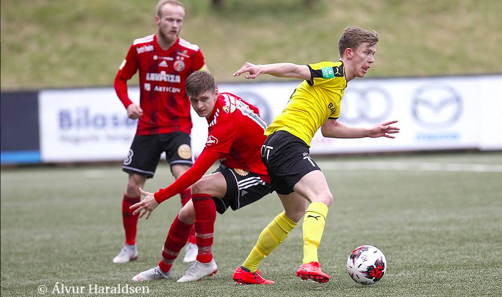Mynd: (Álvur Haraldsen) Jann Benjaminsen í dysti móti HB fyrr í ár