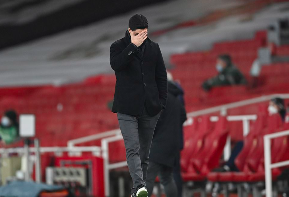 Mynd: (Scanpix) Mikel Arteta iðrar seg um gongdina í dystinum í dag