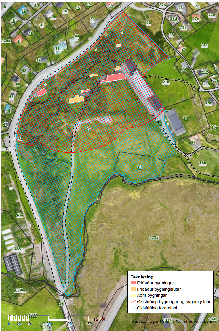 Soleiðis ætlar fornminnisnevndin, at økið í Hoydølum skal friðast