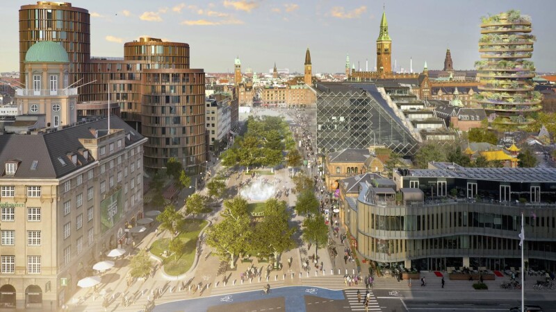 Soleiðis skal nýggja býparkin eftir ætlan síggja út - bilarnir verða koyrdir burtur, og fólkini verða sett í miðdepilin (Mynd: Gehl Architects)