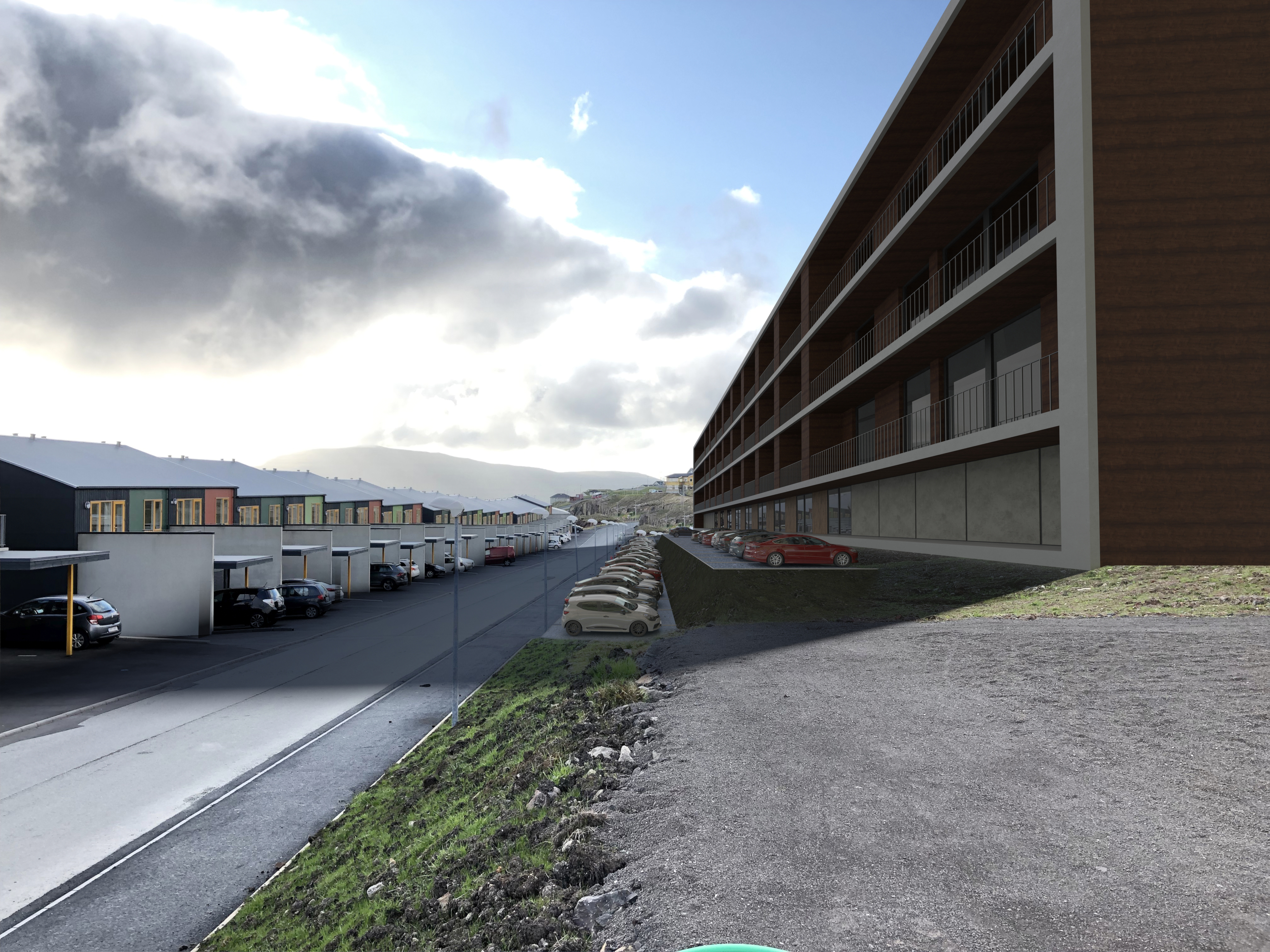 Eigarafelagið Eystan Kongavarða hevur fingið arkitekt at avmynda hvussu ætlaða íbúðarbyggingin Undir Kongavarða fer at ávirka sólargang og útiumhvørvi